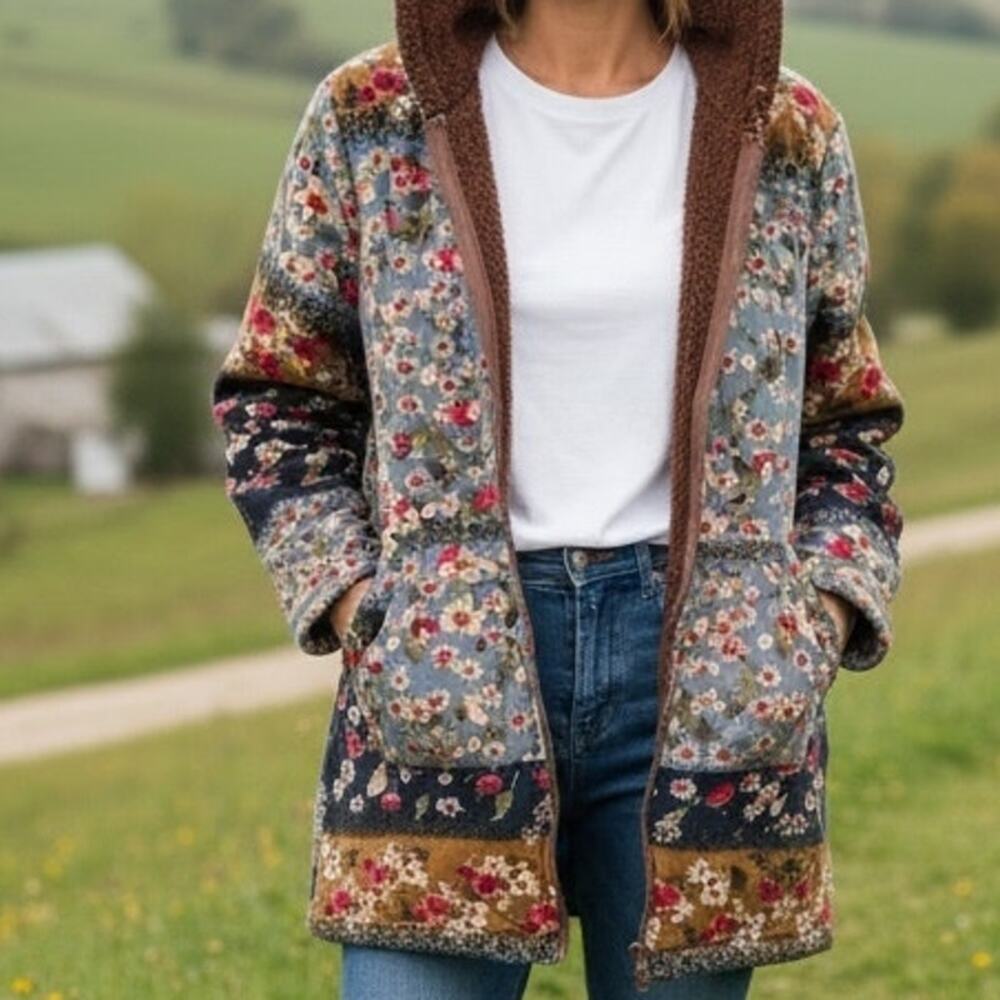 Cellabie Patchwork Jacket Womens Large Floral Boh… - image 5